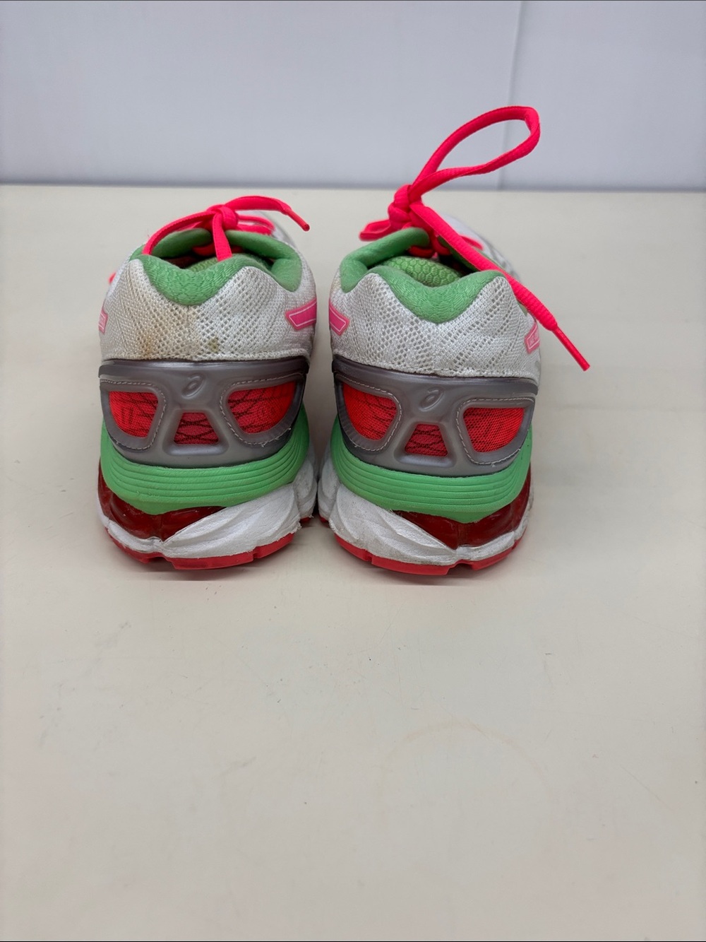 ASICS Women's White Pink Green Running Sneakers - Picture 4 of 9